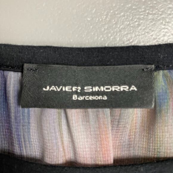 Javier Simorra Barcelona Womens Multicolor Printed Semi Sheer Long Sleeve Top 6 - Picture 7 of 9